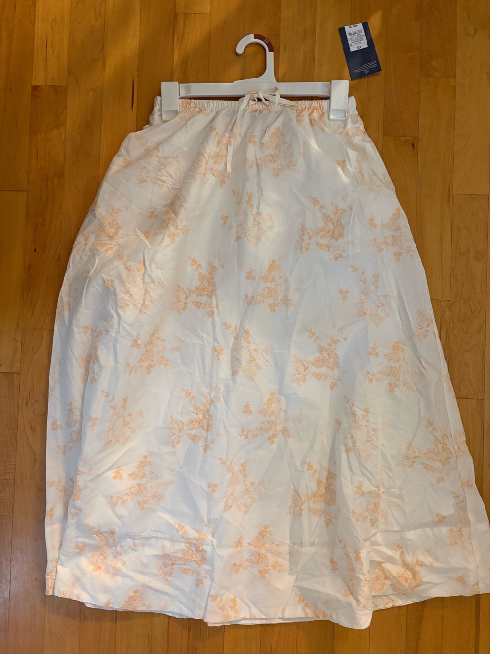 Women's Cream Floral Midi Skirt - Elegant A-Line